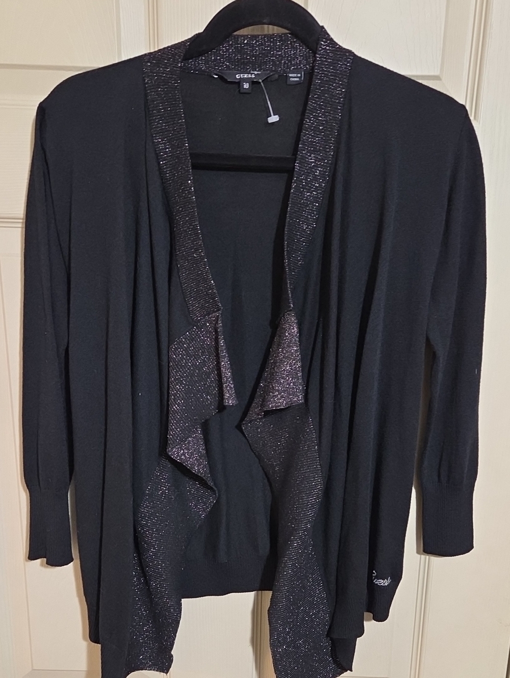 Guess Black Cardigan with Sparkle Trim